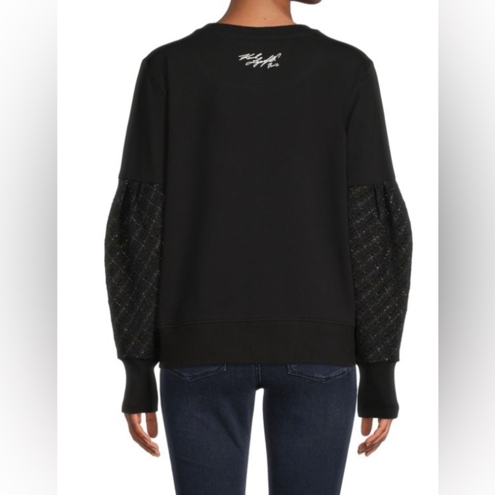 🖤KARL LAGERFELD PARIS black & silver lamé Tweed Sweatshirt (sold out online!)🖤 - Picture 6 of 13